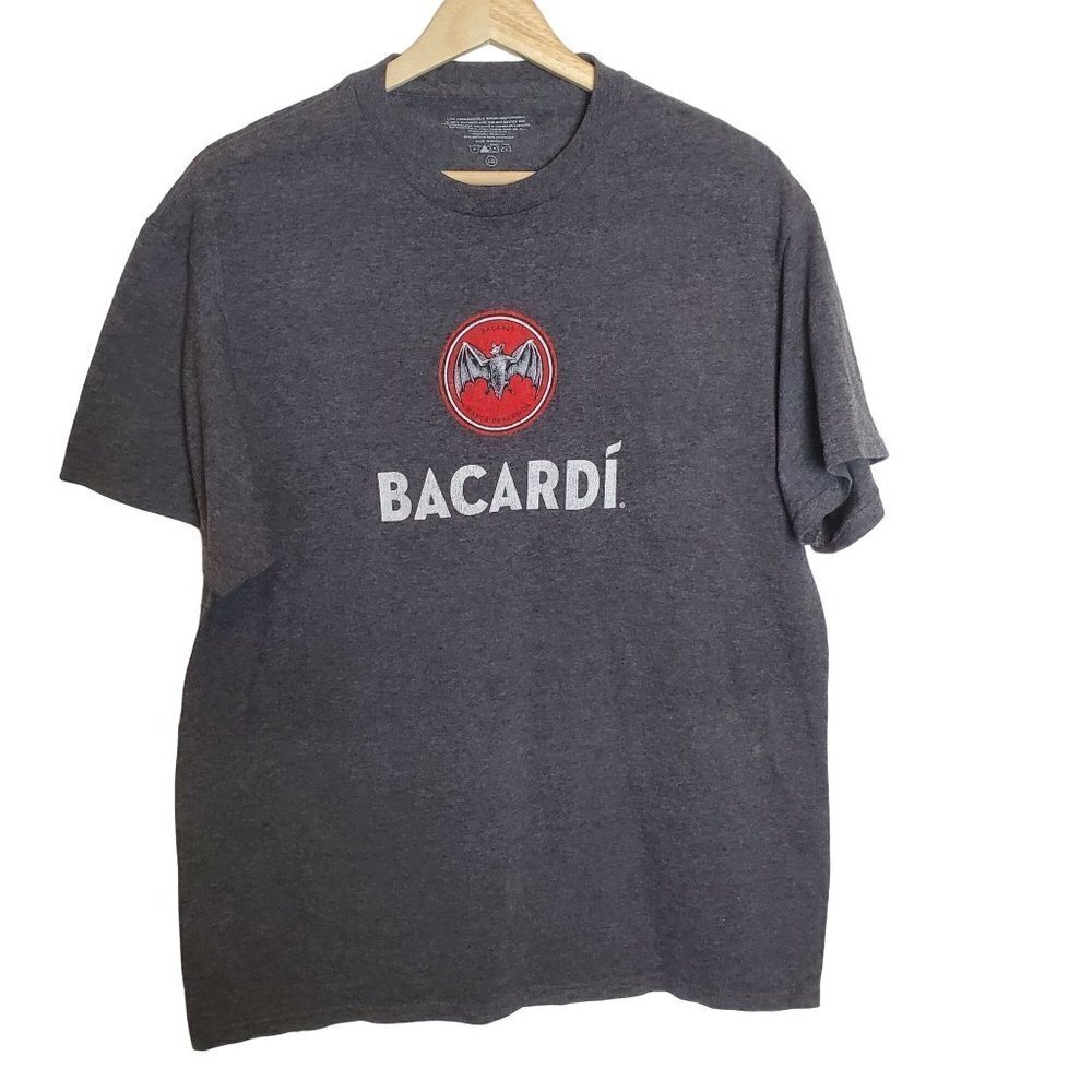 Bacardi Large Gray‎ Cotton Poly Blend T-shirt Bat 2014 Tee Halloween
